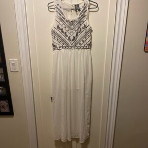 White flowy dress with two slits